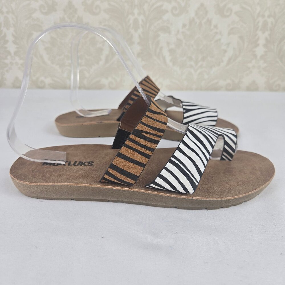 Mukluks Size 8 Mixed Zebra Print Slip On Sandals … - image 6
